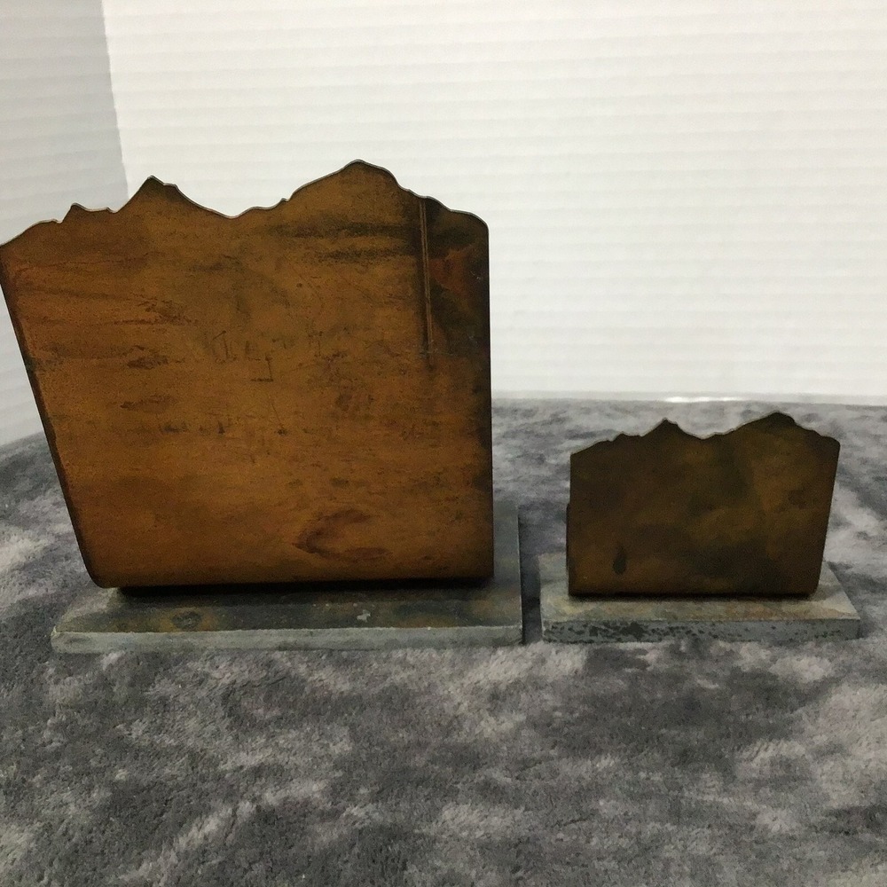 Rustic Metal Moose Letter & Business Card Holder‎ Set Slate Base Cabin Decor - Picture 9 of 14